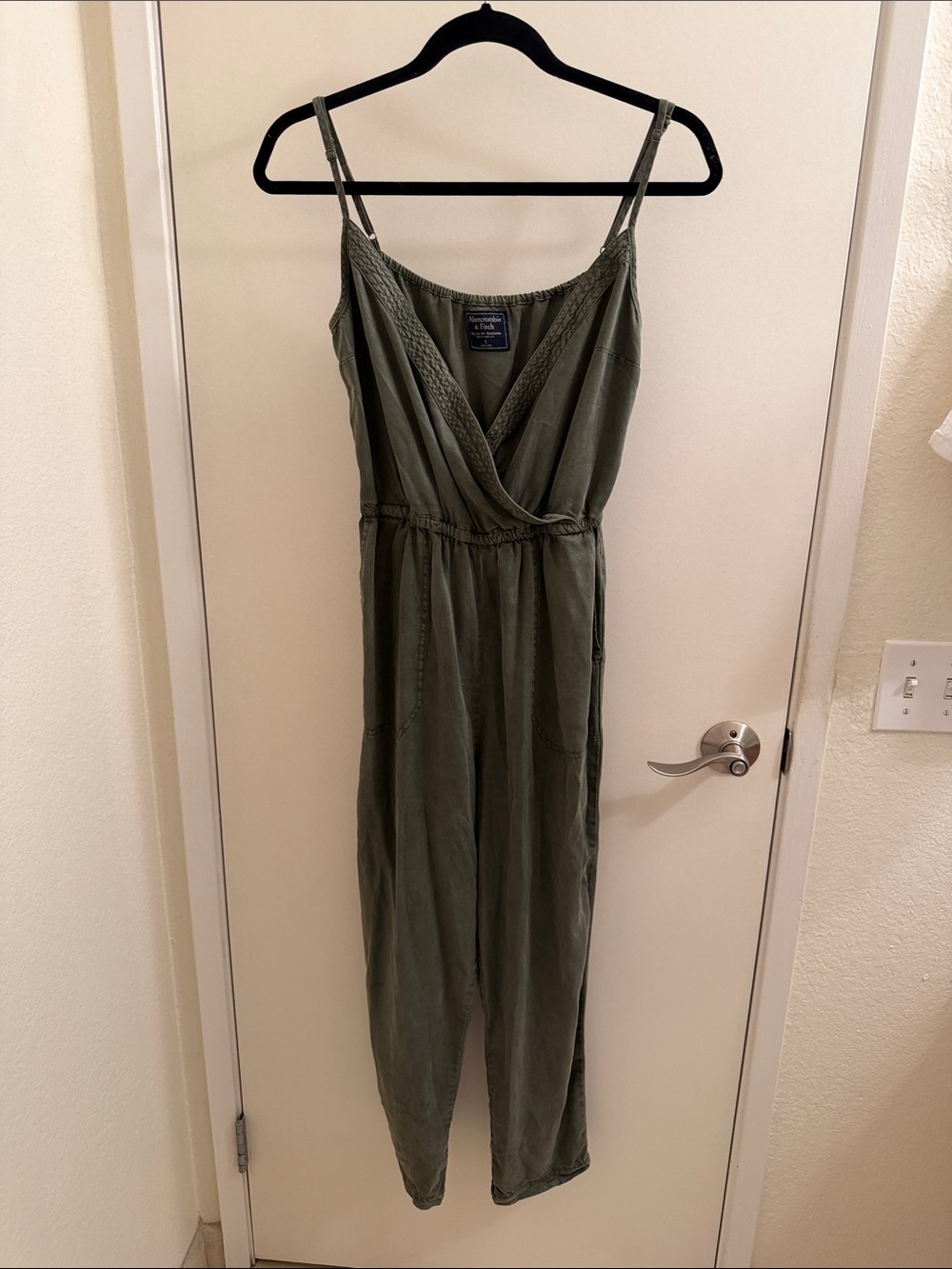 Abercrombie & Fitch Olive Green V-Neck Jumpsuit